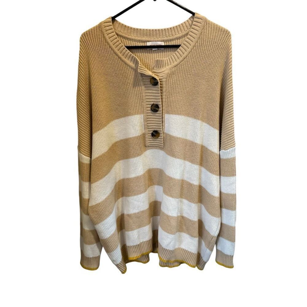 Molly &‎ Isadora Women's 4X Striped Knit Pullover Sweater Multicolor